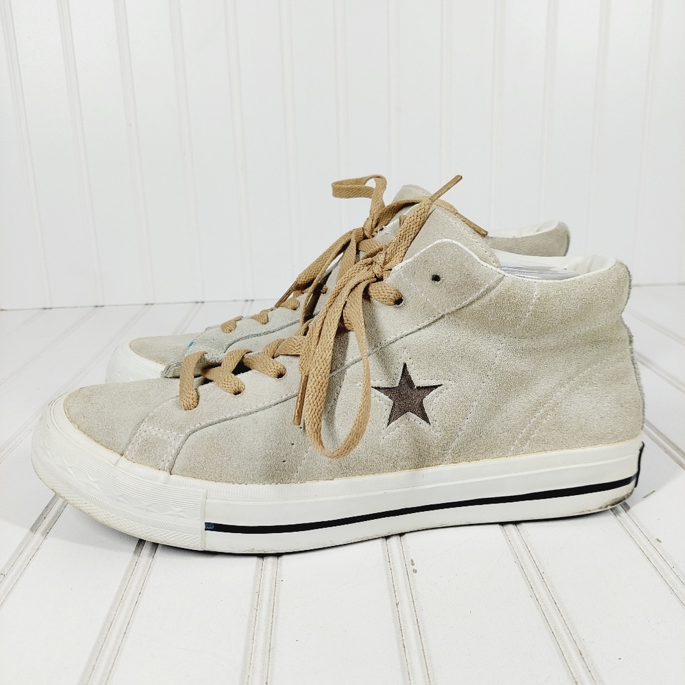 Converse One Star Pro Alexis Suede Cream Mid Skate Sneakers